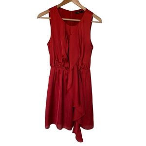 THEME Red Ruched Ruffle‎ Front Sleeveless Mini Dress Size S